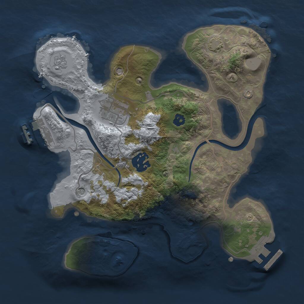 Rust Map: Procedural Map, Size: 2500, Seed: 3737, 8 Monuments