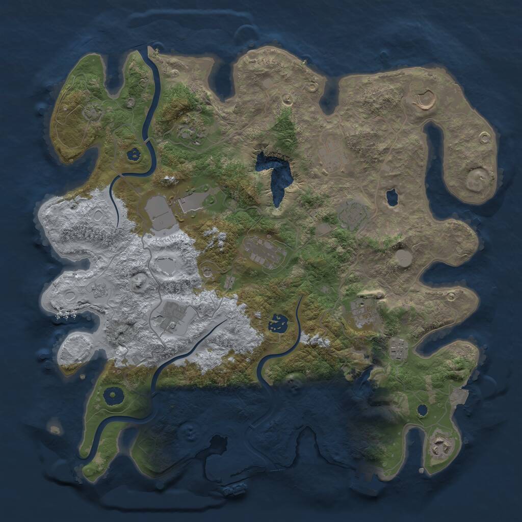 Rust Map: Procedural Map, Size: 4000, Seed: 827364, 17 Monuments