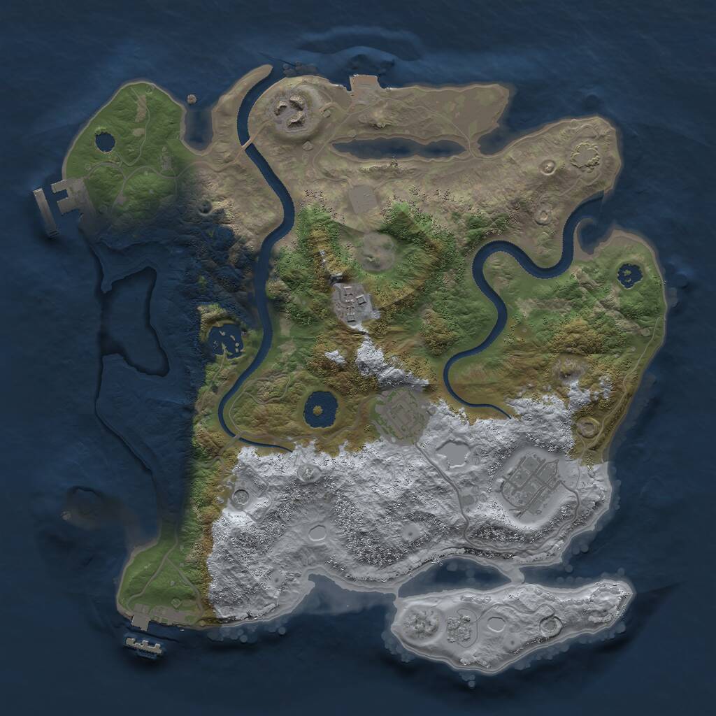 Rust Map: Procedural Map, Size: 3000, Seed: 327311, 11 Monuments