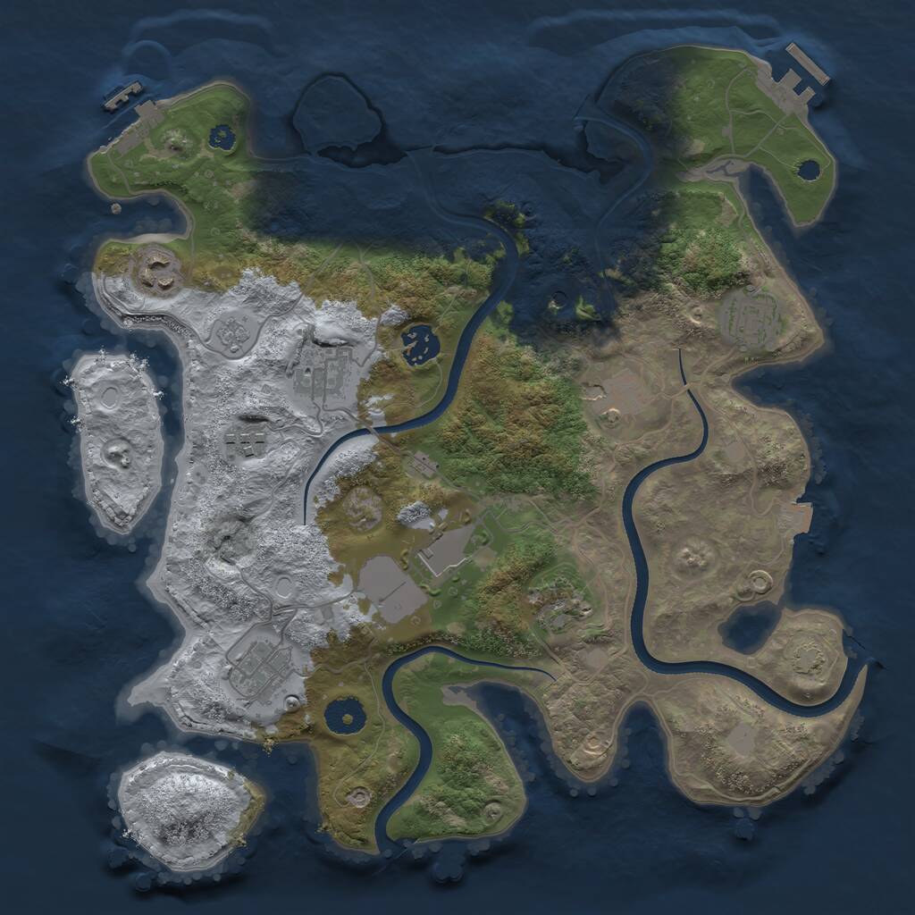 Rust Map: Procedural Map, Size: 3500, Seed: 678223287, 15 Monuments