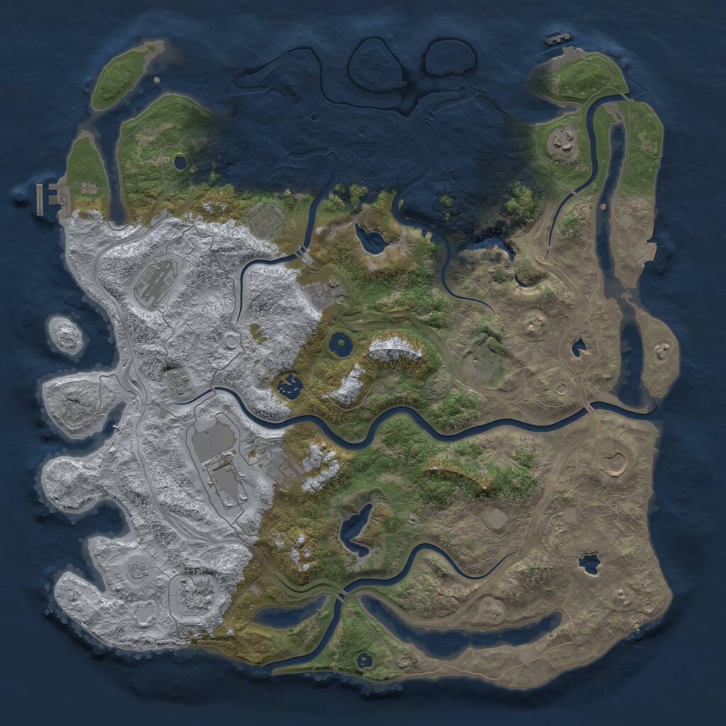 Rust Map: Procedural Map, Size: 4600, Seed: 24122007, 17 Monuments