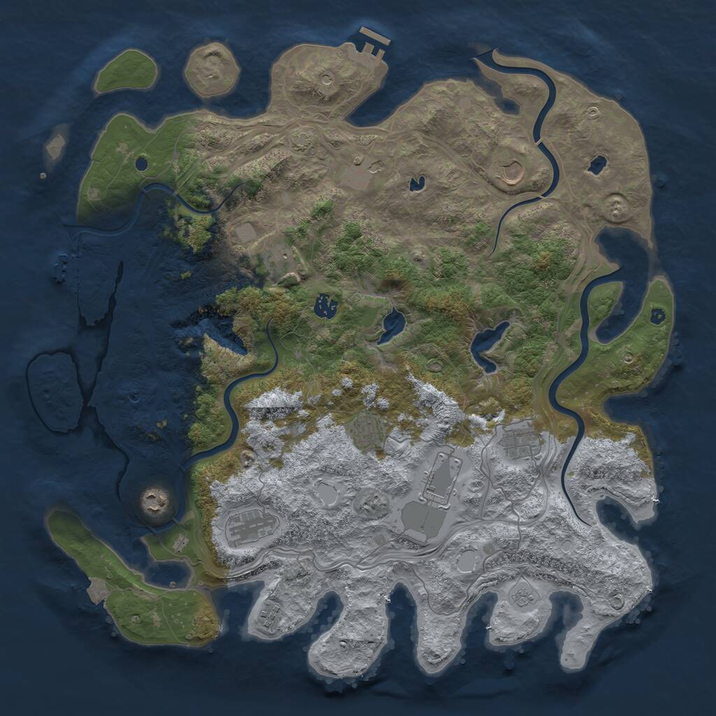 Rust Map: Procedural Map, Size: 4500, Seed: 50426, 16 Monuments