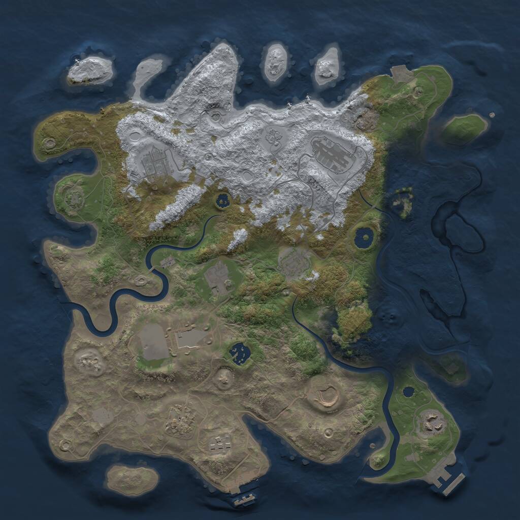 Rust Map: Procedural Map, Size: 3800, Seed: 1987570367, 16 Monuments