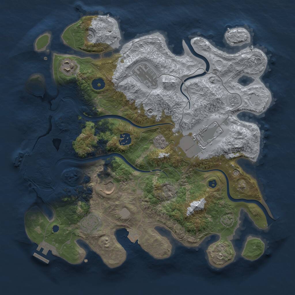 Rust Map: Procedural Map, Size: 3500, Seed: 82765, 13 Monuments