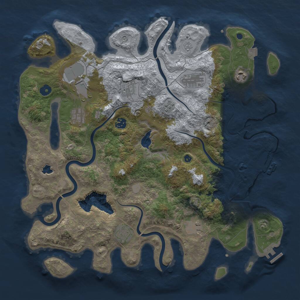 Rust Map: Procedural Map, Size: 4050, Seed: 1977863127, 15 Monuments