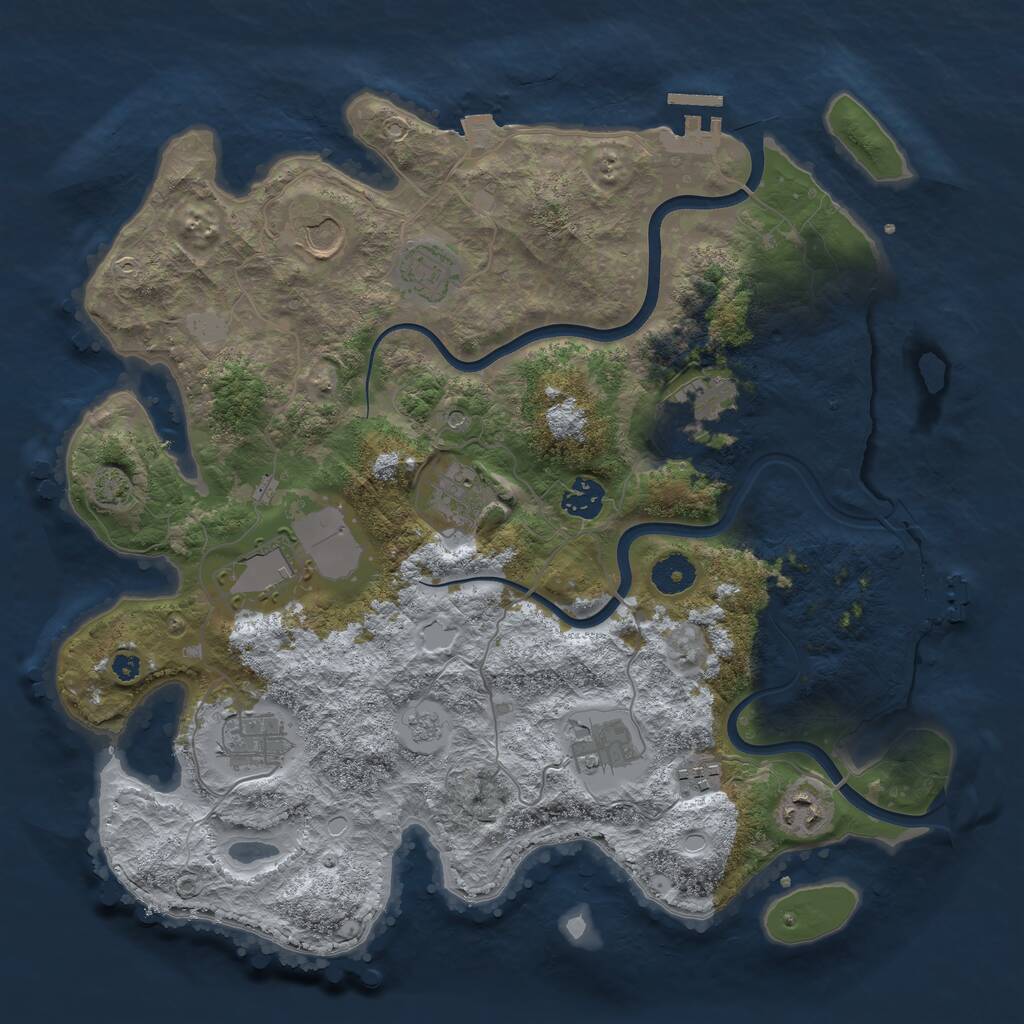 Rust Map: Procedural Map, Size: 3743, Seed: 1245262, 16 Monuments