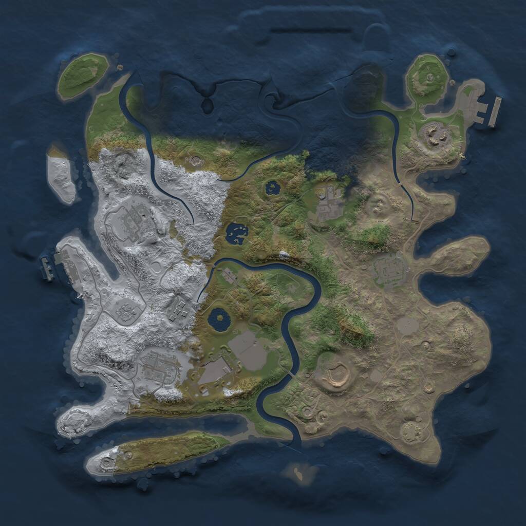 Rust Map: Procedural Map, Size: 3500, Seed: 672318324, 15 Monuments