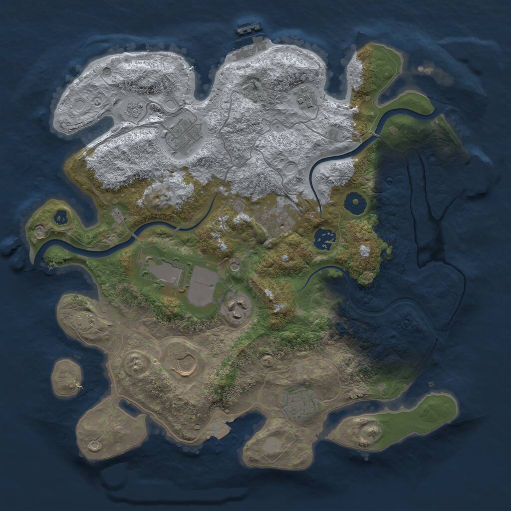Rust Map: Procedural Map, Size: 3500, Seed: 431887867, 14 Monuments