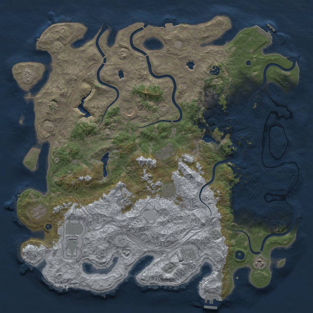 Rust Map: Procedural Map, Size: 4900, Seed: 853221587, 17 Monuments