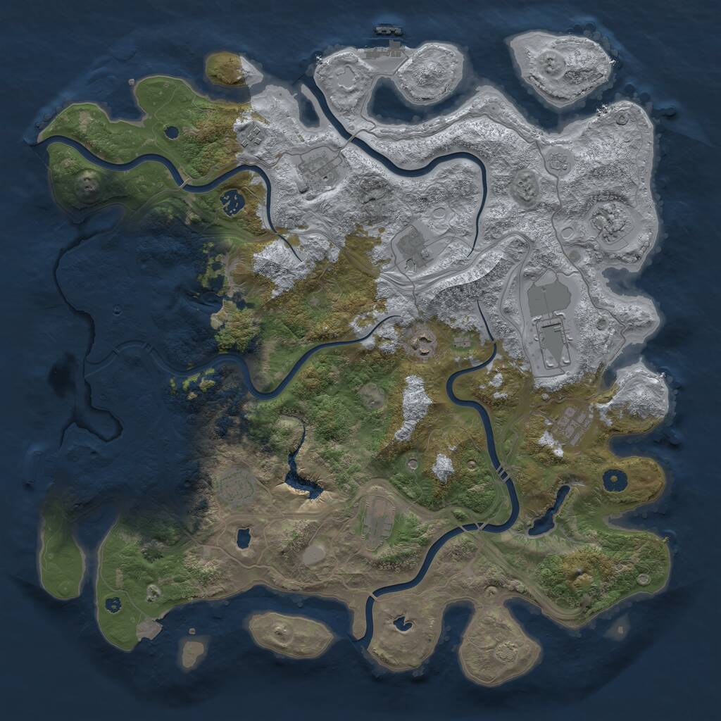 Rust Map: Procedural Map, Size: 4500, Seed: 1064211965, 16 Monuments