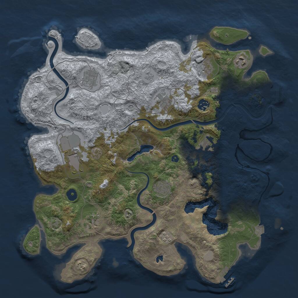 Rust Map: Procedural Map, Size: 4000, Seed: 86456, 16 Monuments