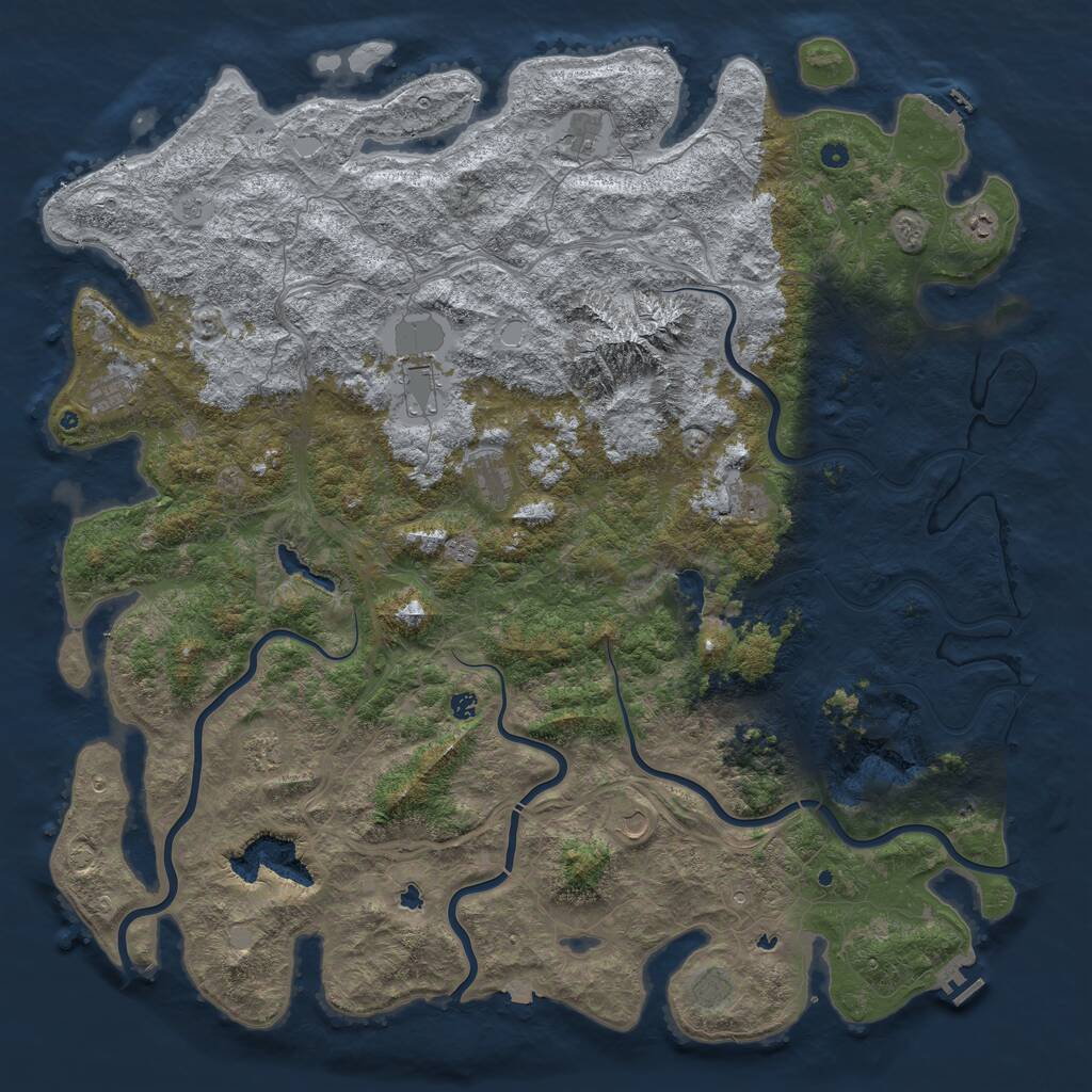 Rust Map: Procedural Map, Size: 6000, Seed: 521607223, 17 Monuments