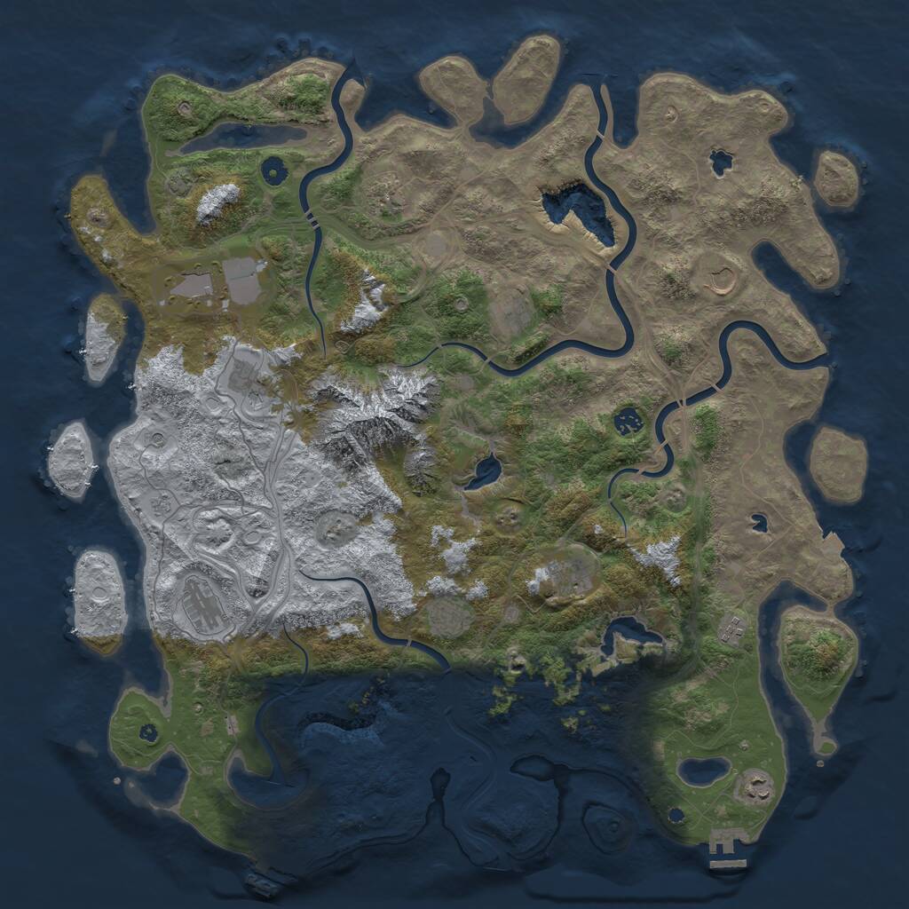 Rust Map: Procedural Map, Size: 5000, Seed: 98734, 17 Monuments