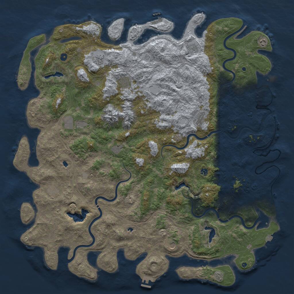 Rust Map: Procedural Map, Size: 6000, Seed: 1332853662, 17 Monuments