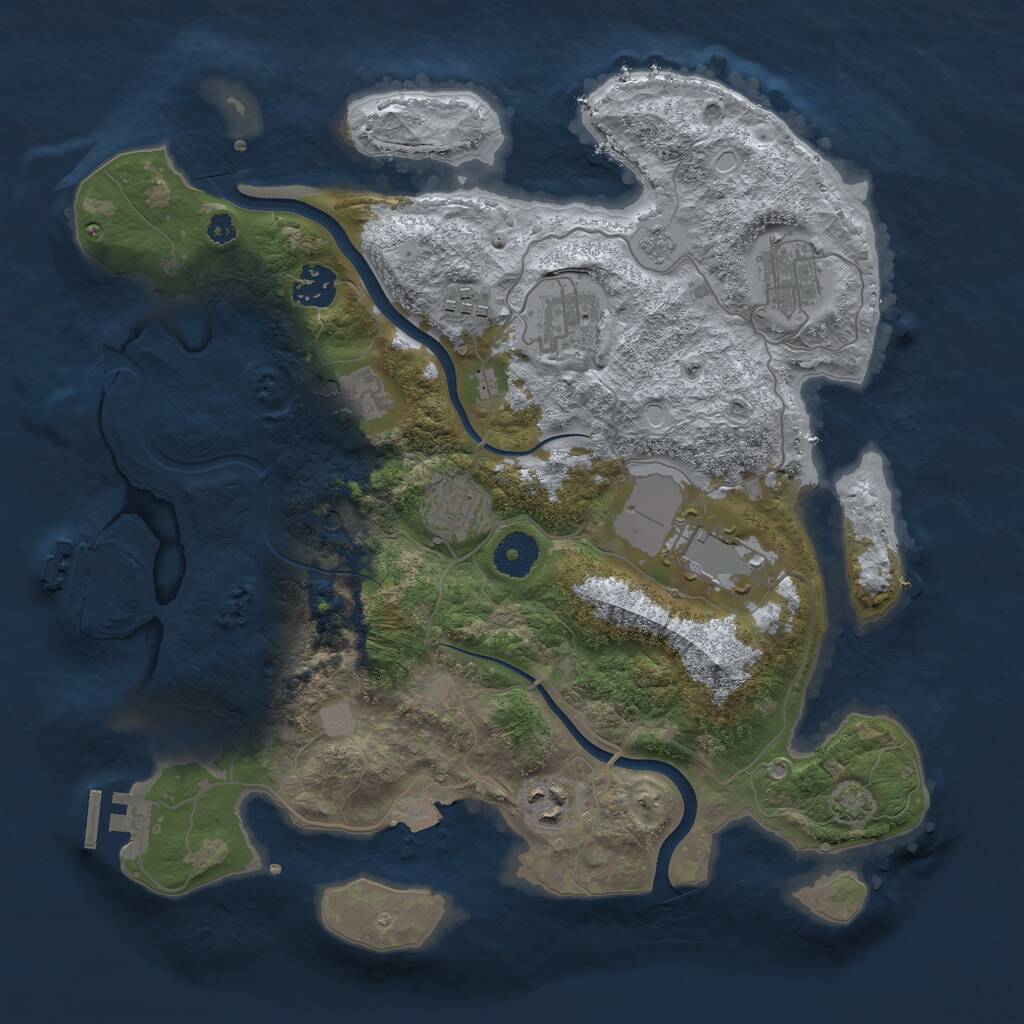 Rust Map: Procedural Map, Size: 3500, Seed: 1593175284, 14 Monuments