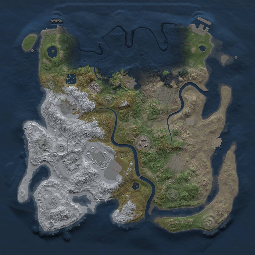 Rust Map: Procedural Map, Size: 3500, Seed: 28944172, 15 Monuments