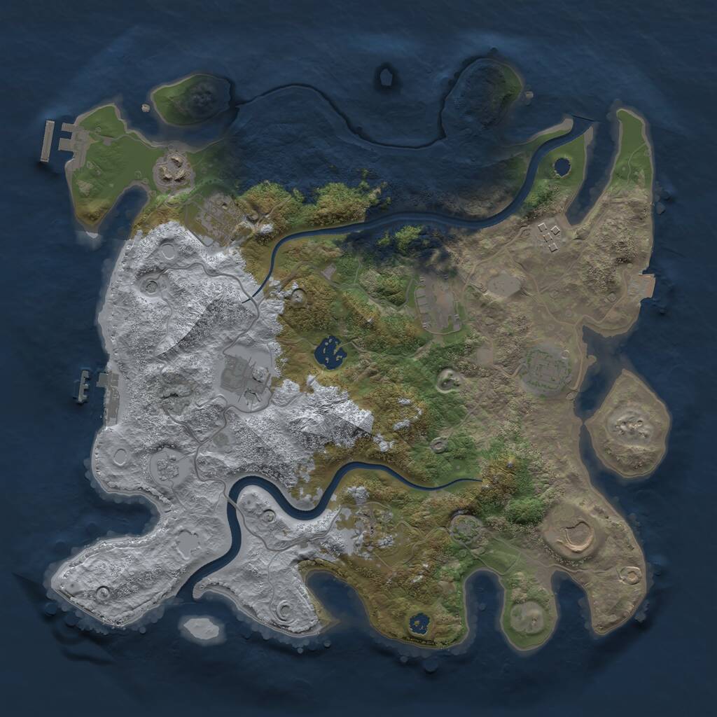 Rust Map: Procedural Map, Size: 3500, Seed: 517750361, 15 Monuments