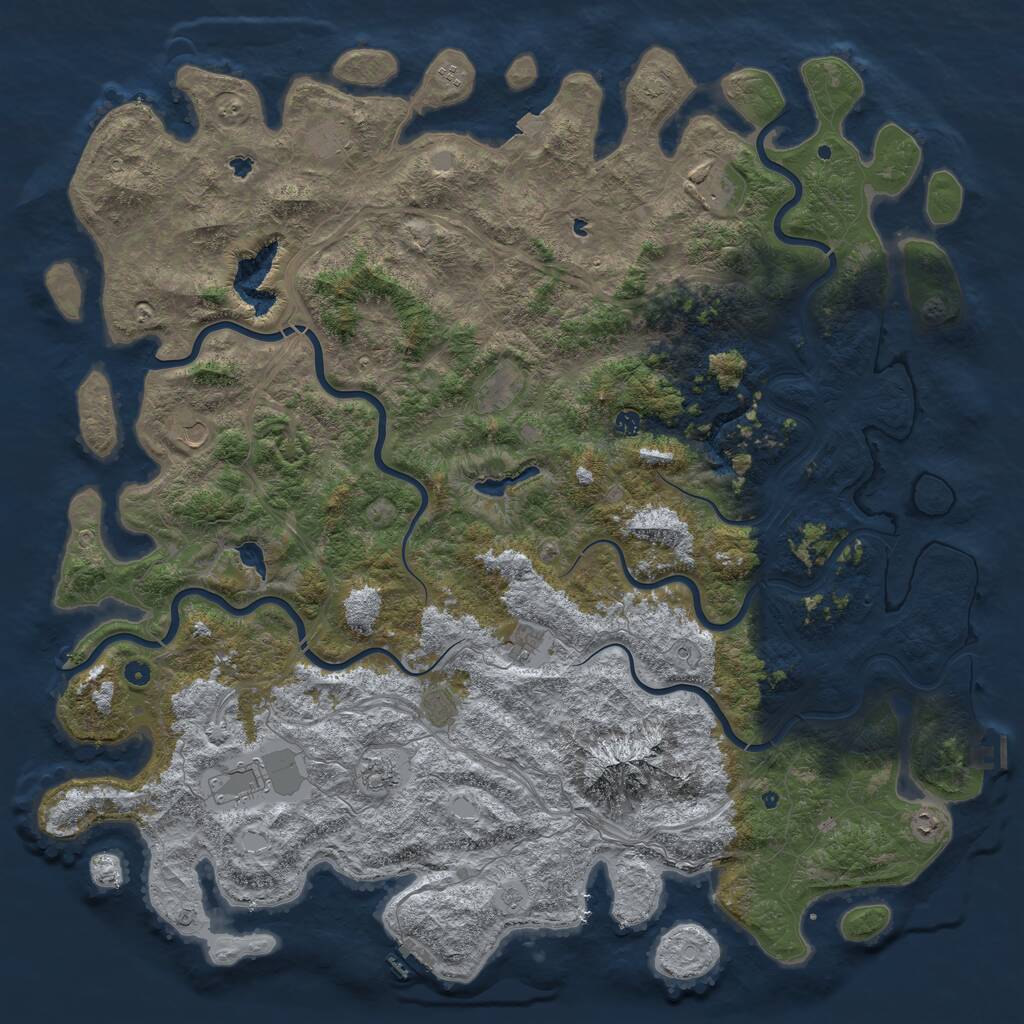 Rust Map: Procedural Map, Size: 6000, Seed: 8745236, 17 Monuments