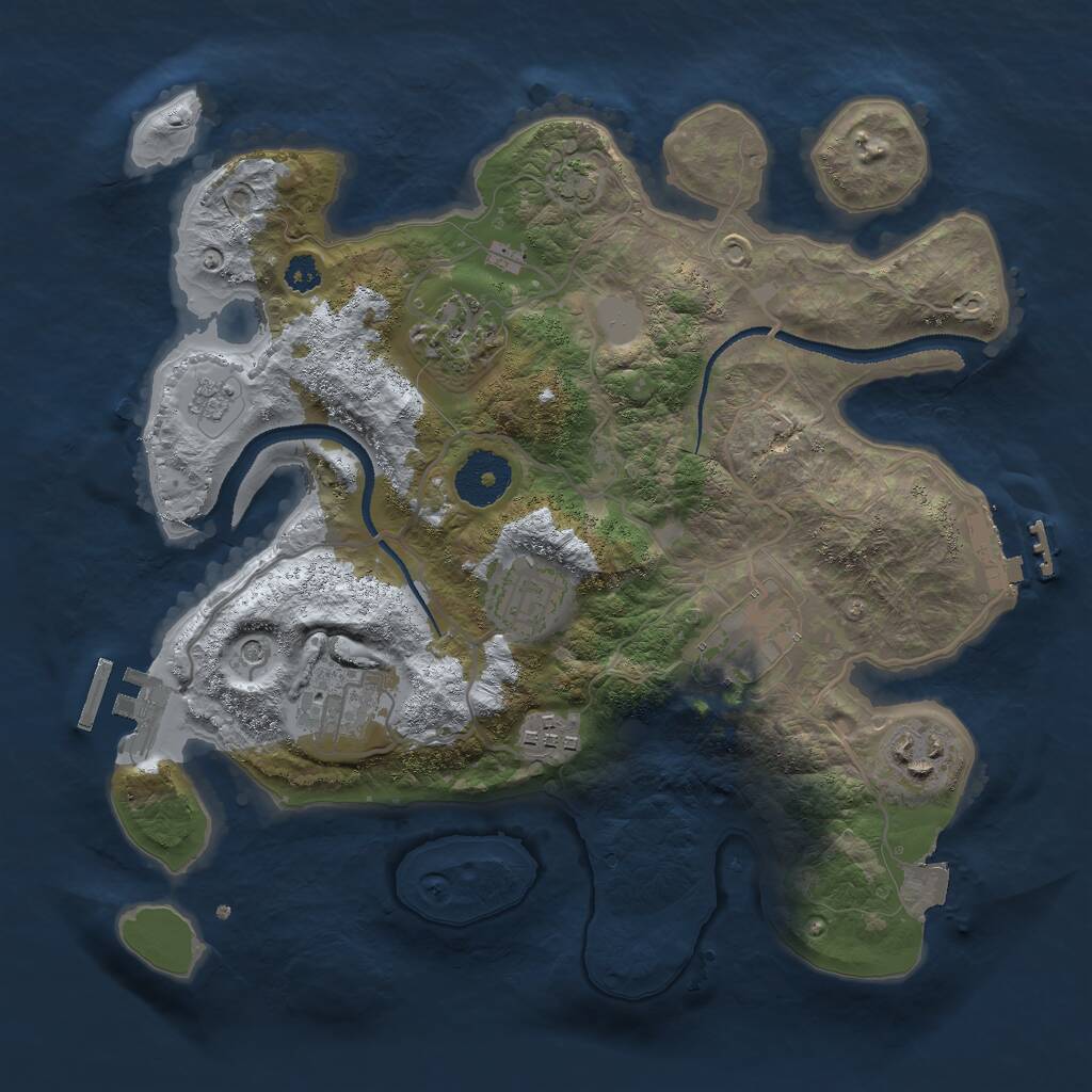 Rust Map: Procedural Map, Size: 3000, Seed: 42444, 12 Monuments
