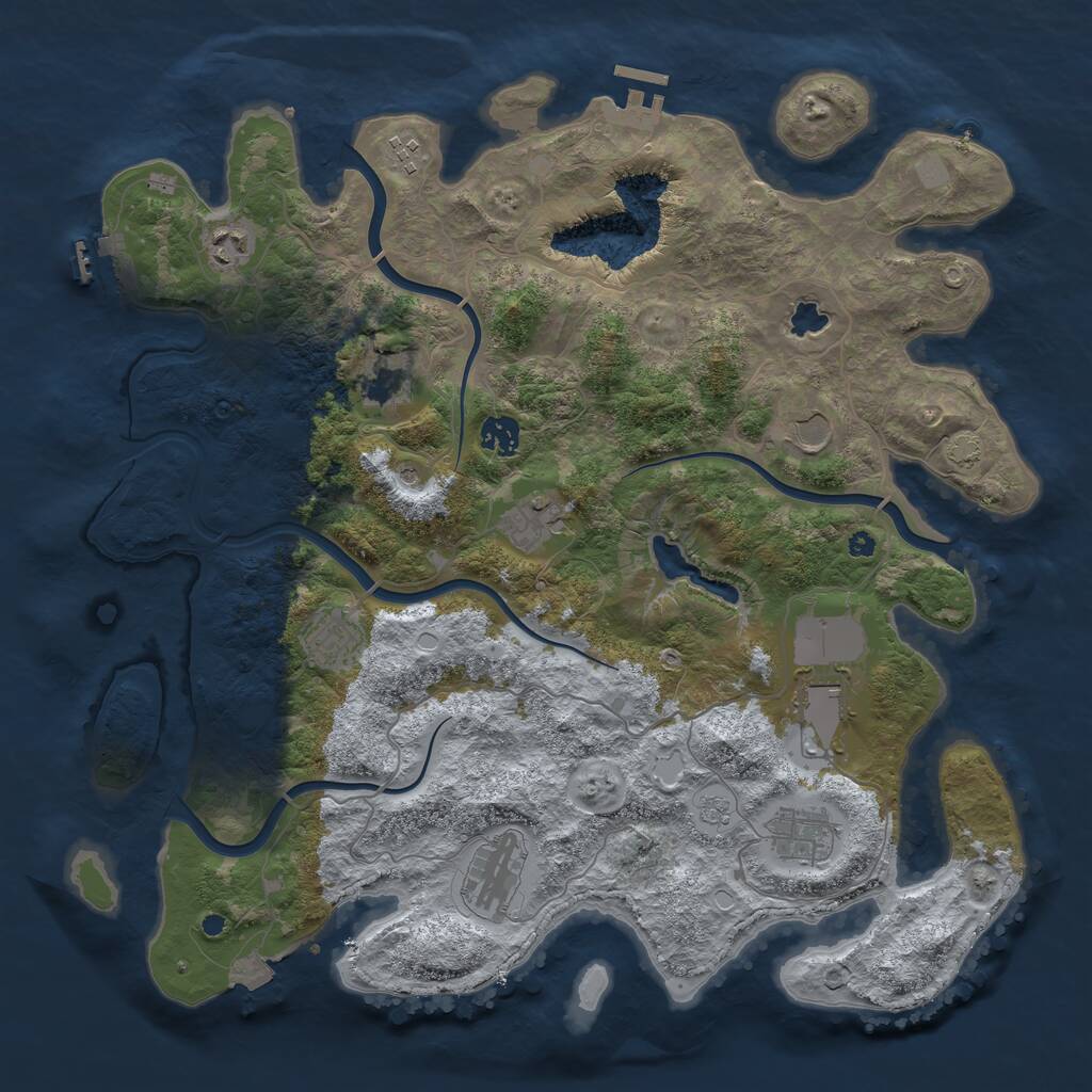 Rust Map: Procedural Map, Size: 4050, Seed: 1743207566, 16 Monuments
