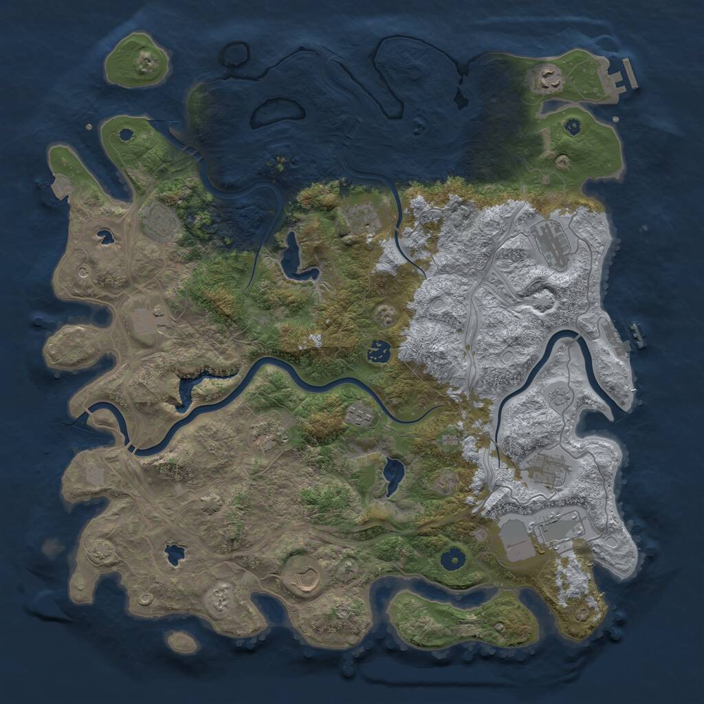 Rust Map: Procedural Map, Size: 4500, Seed: 36563, 17 Monuments