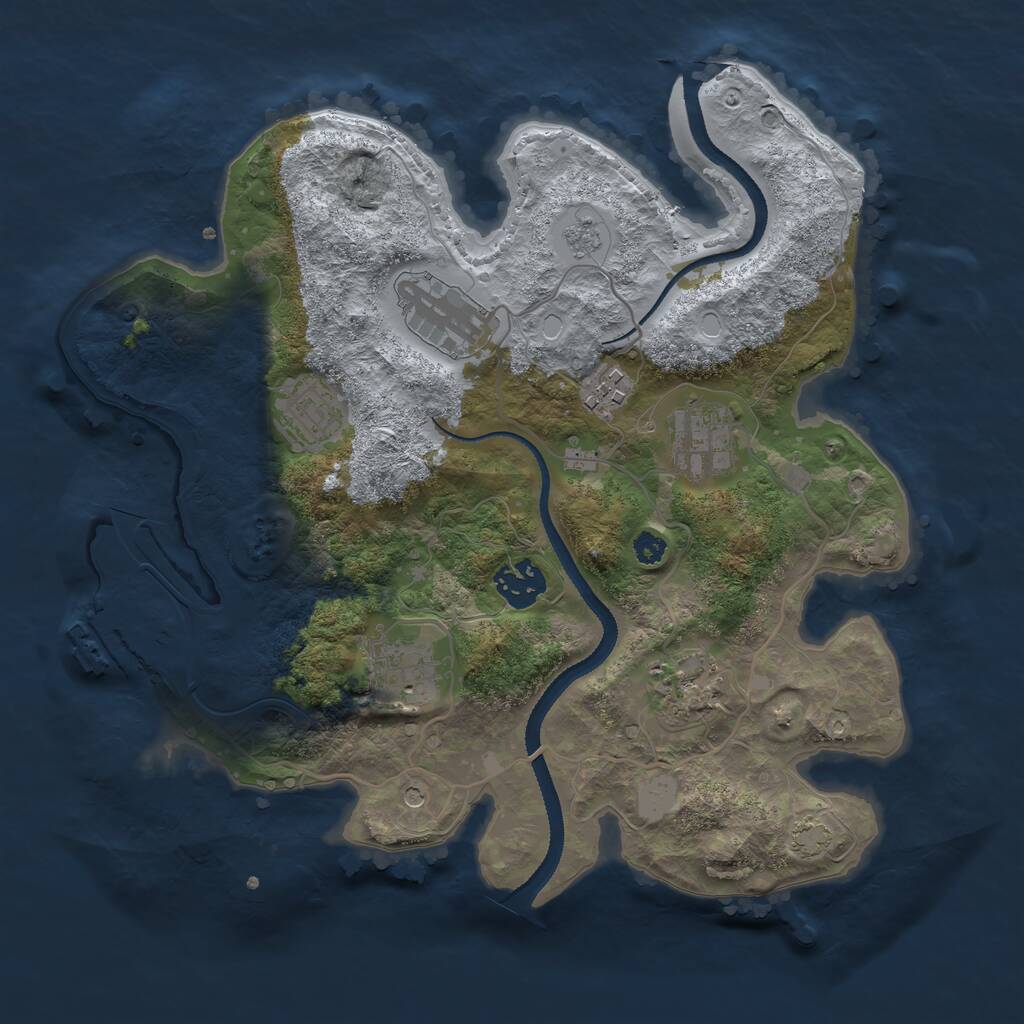 Rust Map: Procedural Map, Size: 3200, Seed: 42512, 12 Monuments