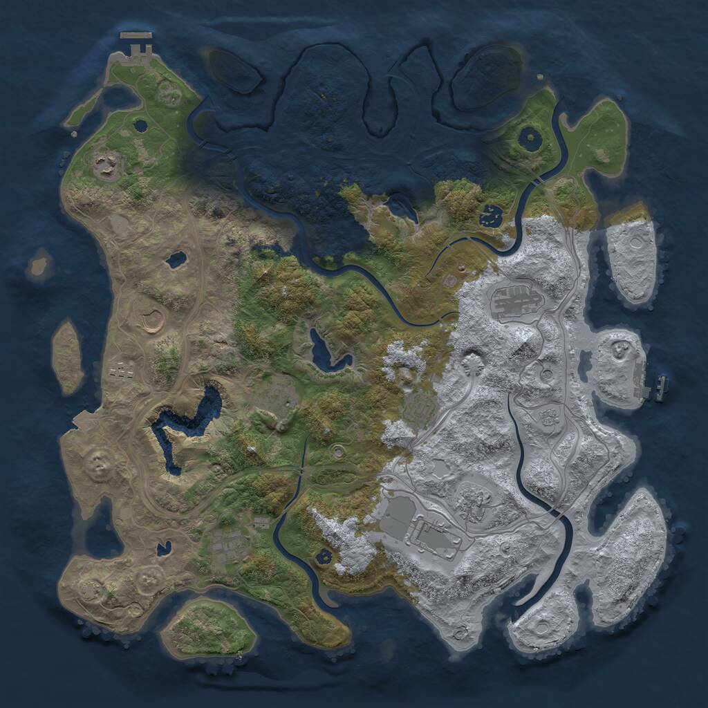 Rust Map: Procedural Map, Size: 4500, Seed: 2142877476, 16 Monuments