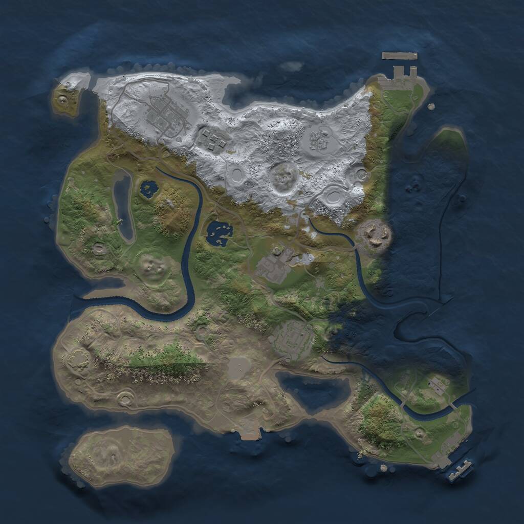 Rust Map: Procedural Map, Size: 3000, Seed: 67422, 12 Monuments