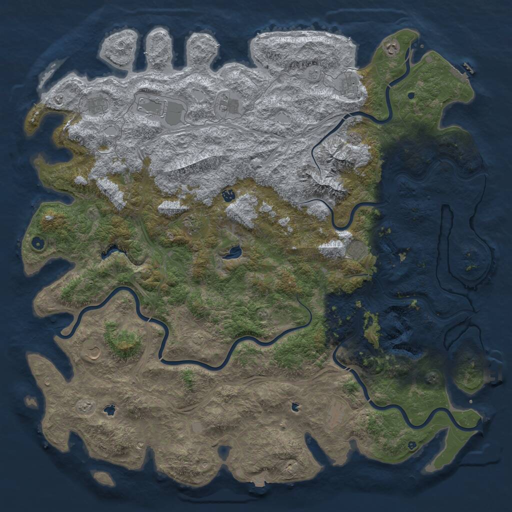 Rust Map: Procedural Map, Size: 6000, Seed: 5732458, 17 Monuments