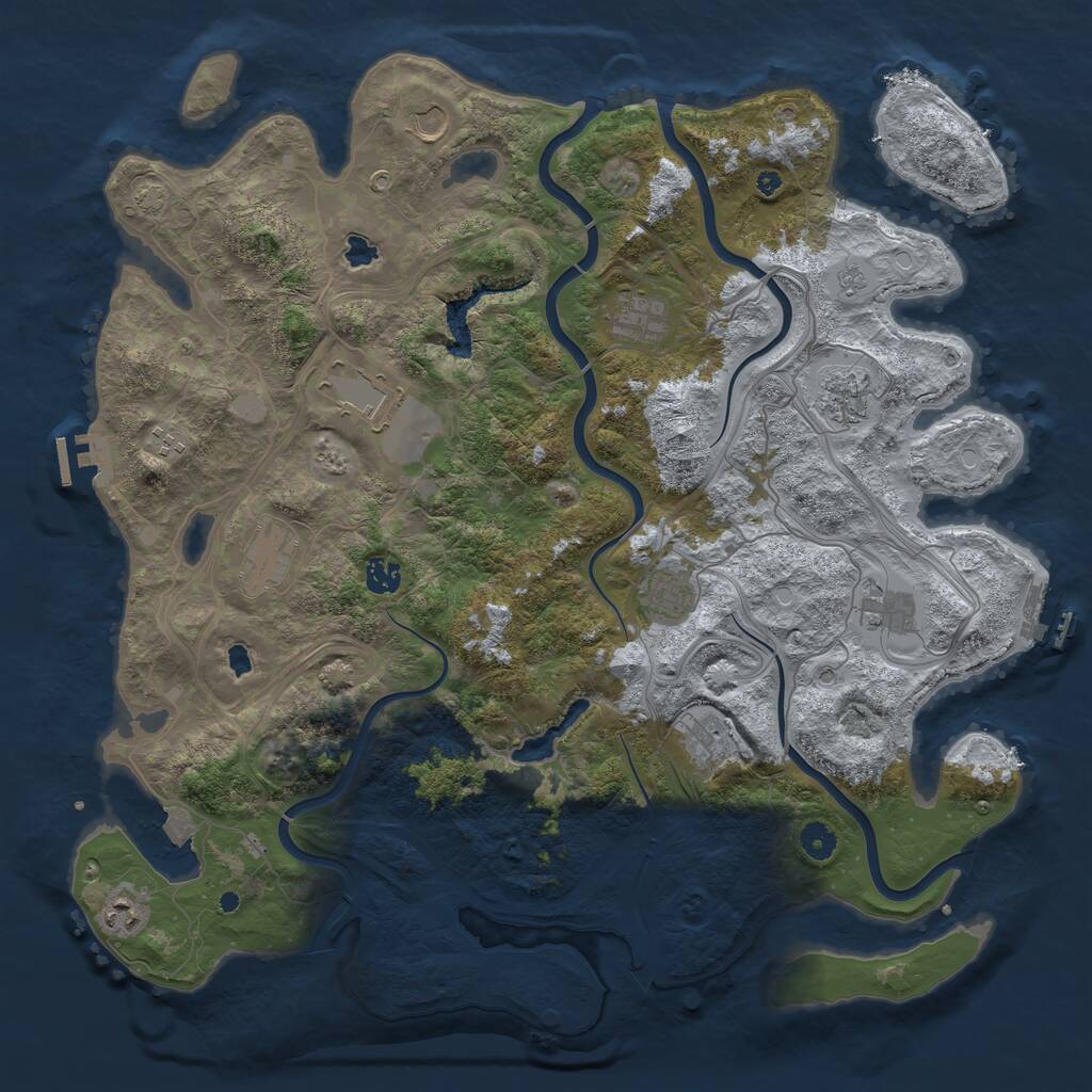 Rust Map: Procedural Map, Size: 4500, Seed: 850313449, 17 Monuments