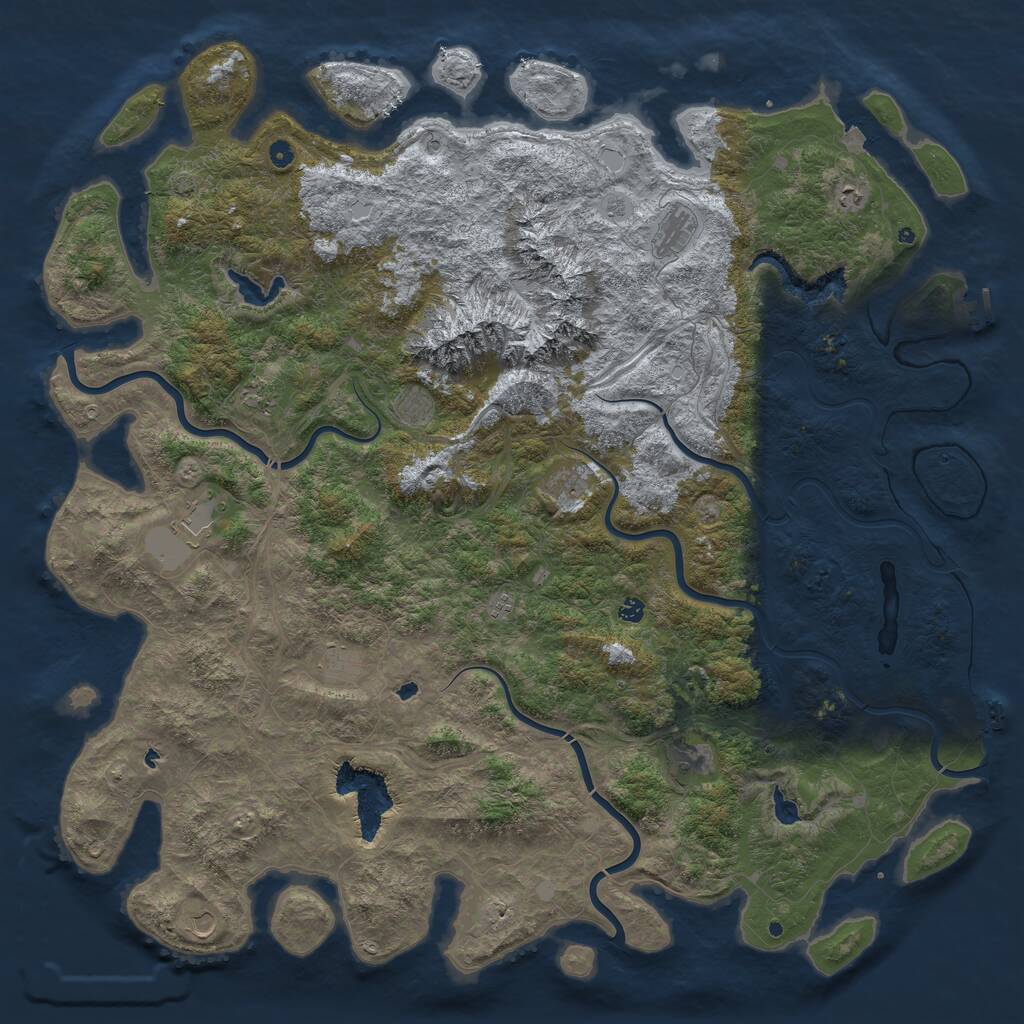 Rust Map: Procedural Map, Size: 6000, Seed: 222636523, 17 Monuments