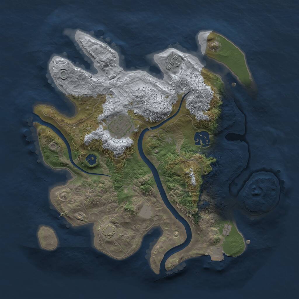 Rust Map: Procedural Map, Size: 2750, Seed: 1721316709, 5 Monuments