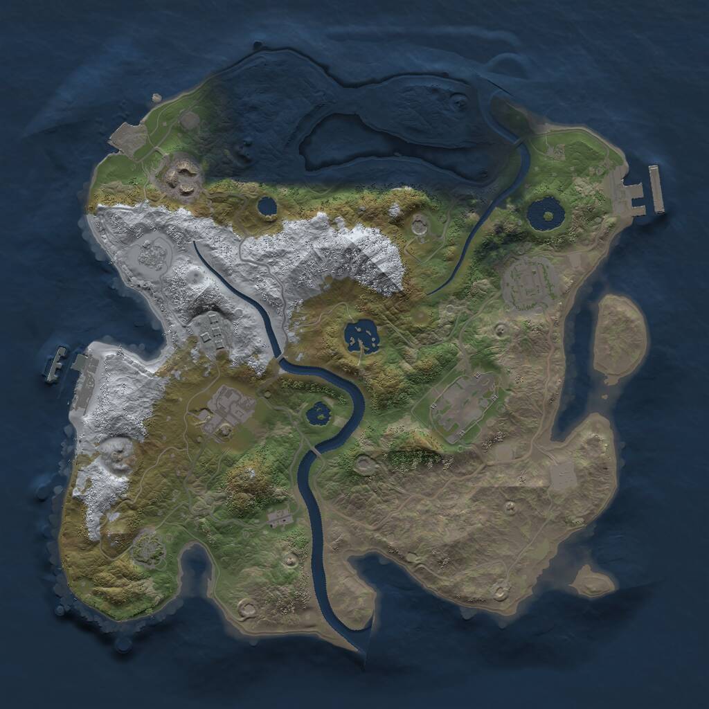 Rust Map: Procedural Map, Size: 3000, Seed: 2101975968, 12 Monuments