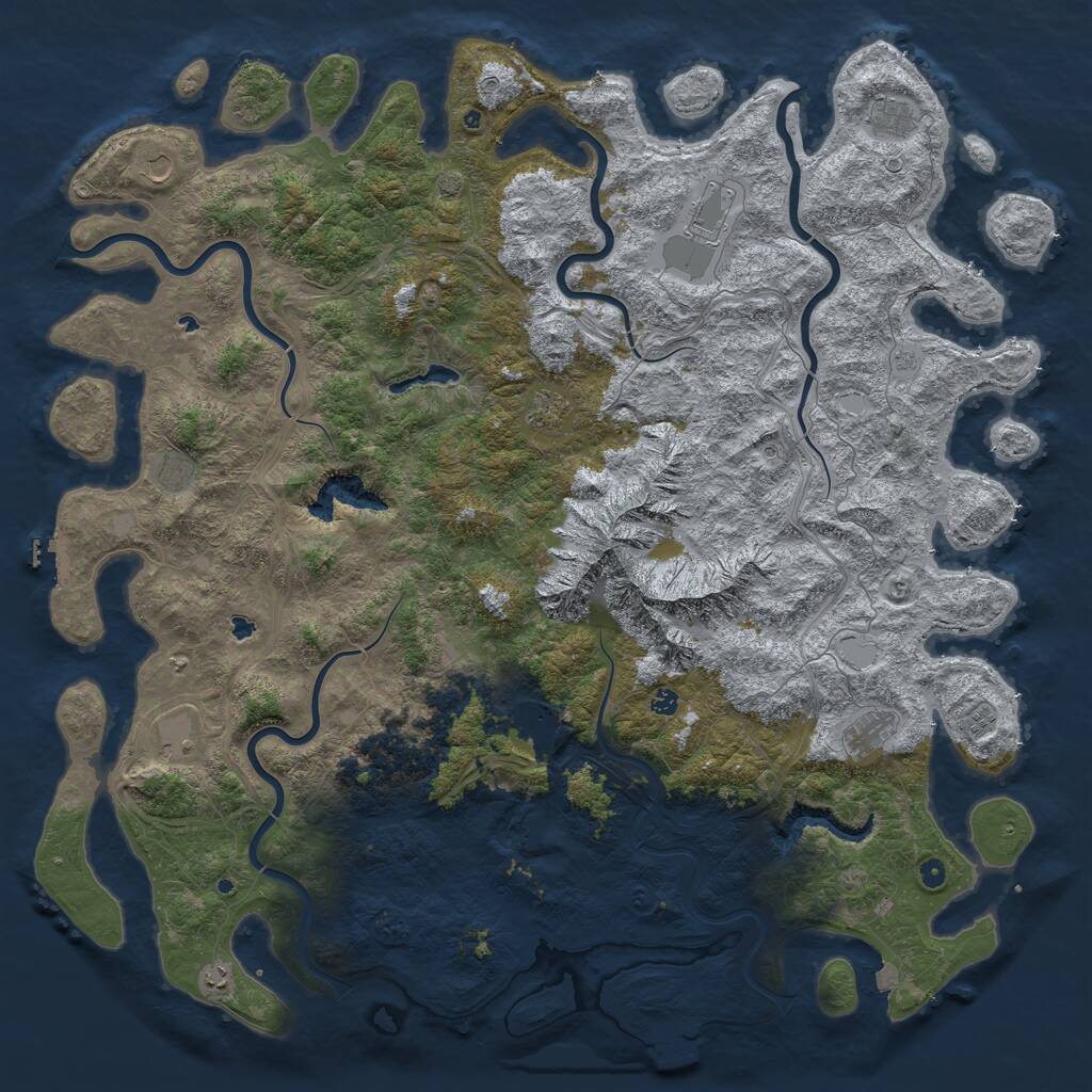 Rust Map: Procedural Map, Size: 6000, Seed: 12757, 17 Monuments