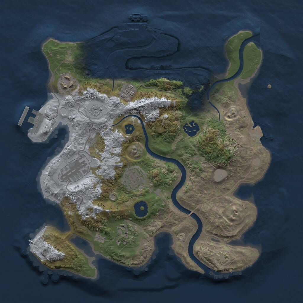 Rust Map: Procedural Map, Size: 3000, Seed: 54688, 11 Monuments