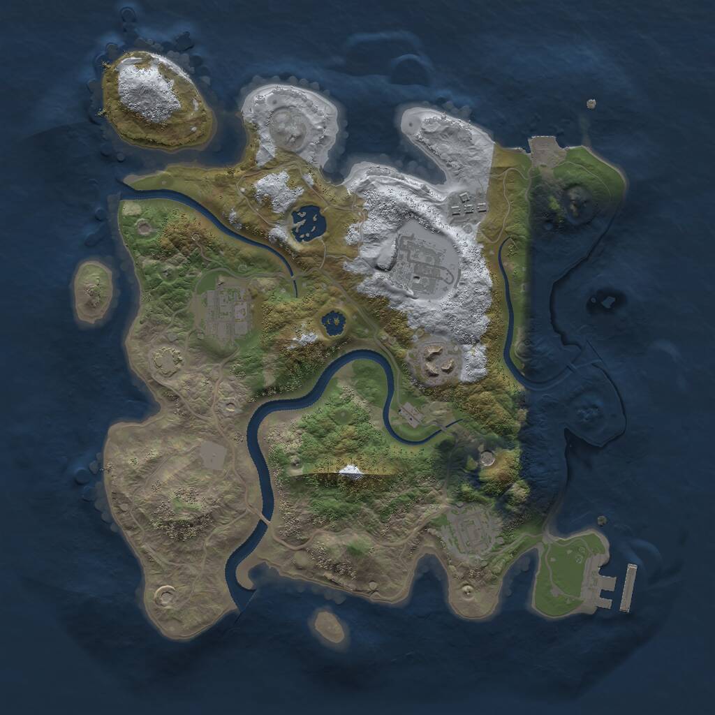 Rust Map: Procedural Map, Size: 3000, Seed: 18123, 10 Monuments