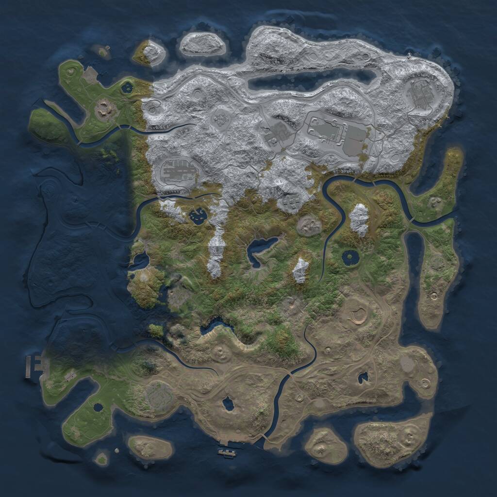 Rust Map: Procedural Map, Size: 4500, Seed: 438351934, 16 Monuments