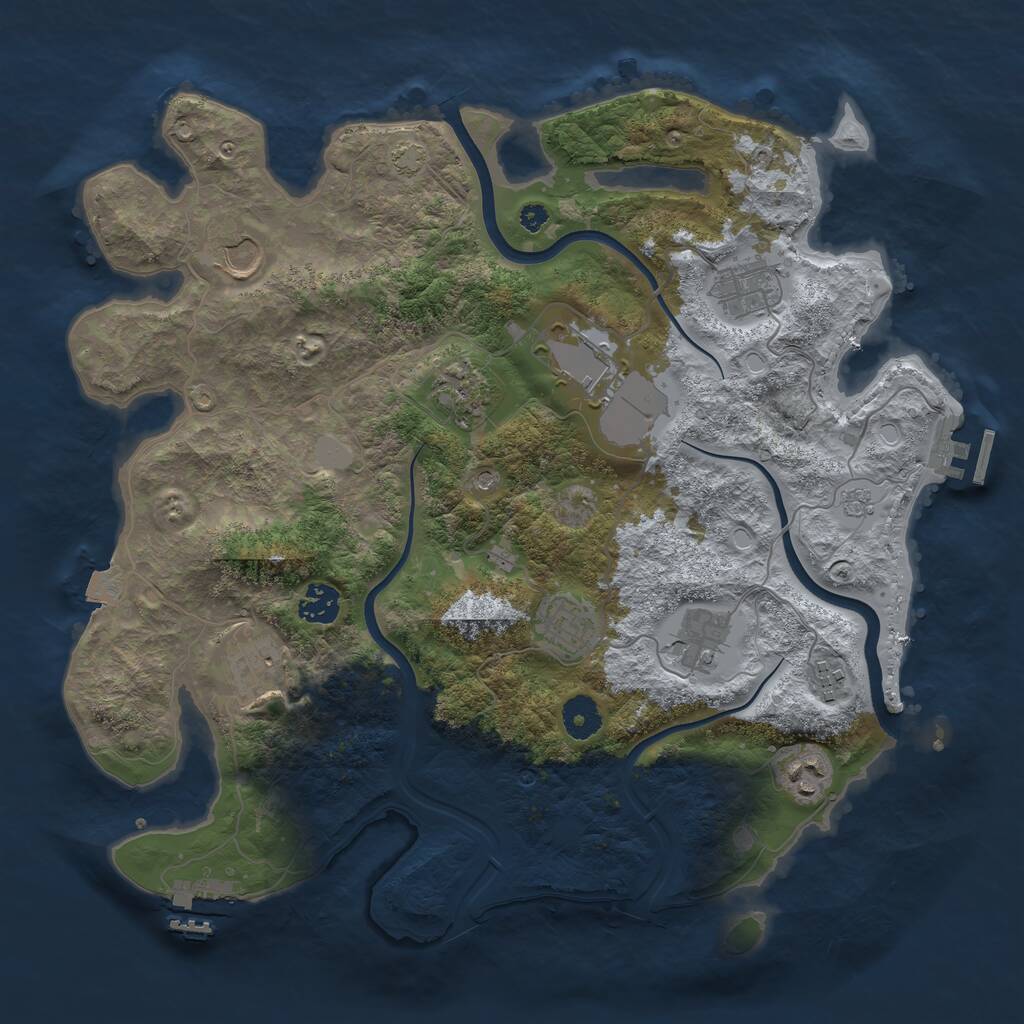 Rust Map: Procedural Map, Size: 3750, Seed: 227653, 16 Monuments
