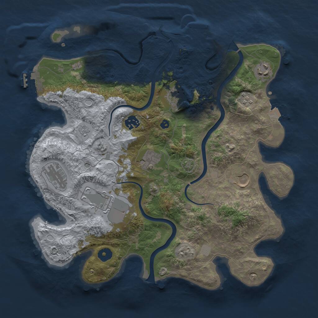Rust Map: Procedural Map, Size: 3500, Seed: 923316512, 14 Monuments
