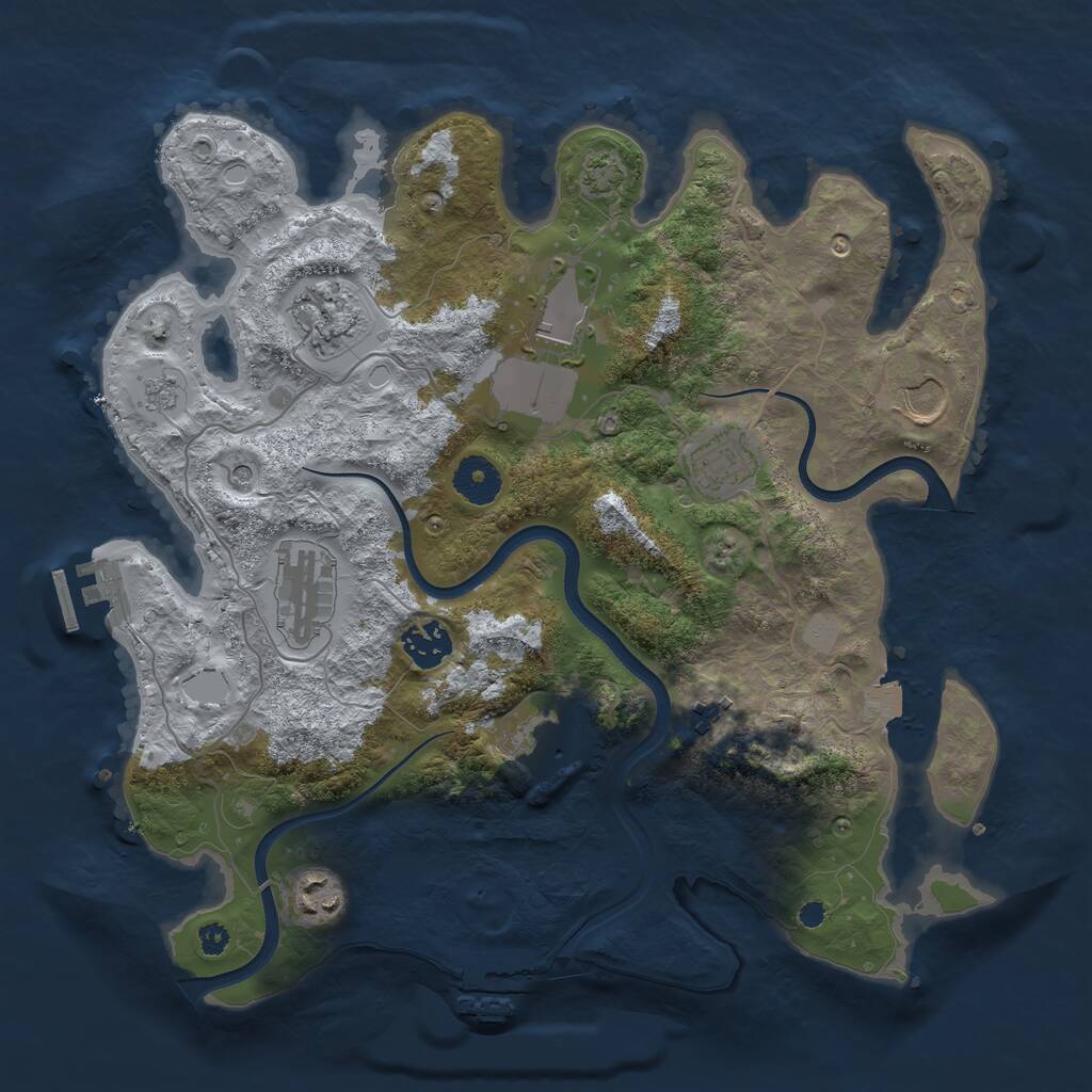Rust Map: Procedural Map, Size: 3500, Seed: 989472446, 15 Monuments