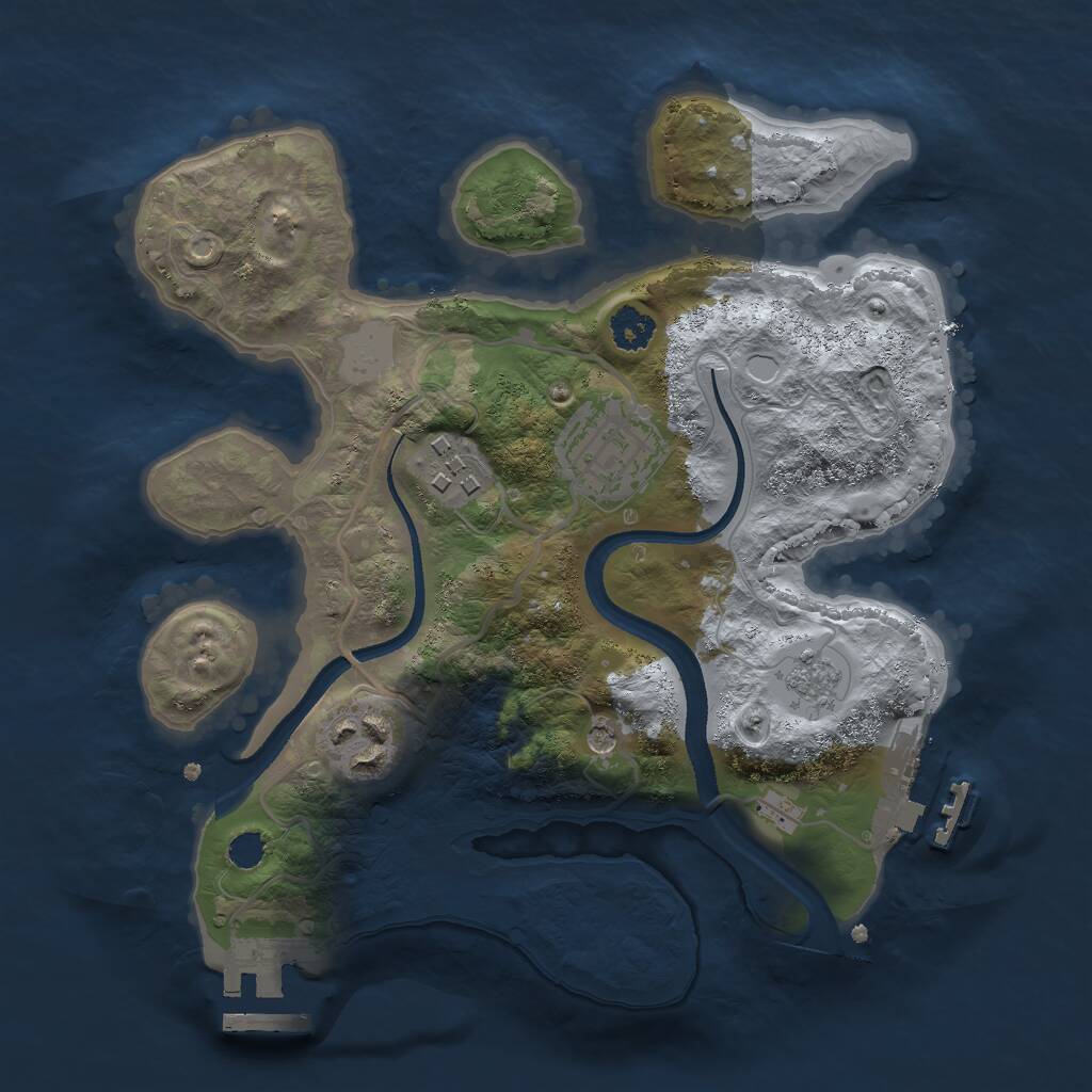 Rust Map: Procedural Map, Size: 2500, Seed: 82218, 8 Monuments