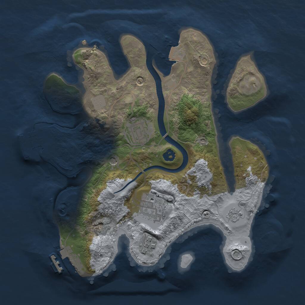 Rust Map: Procedural Map, Size: 2500, Seed: 417477004, 8 Monuments