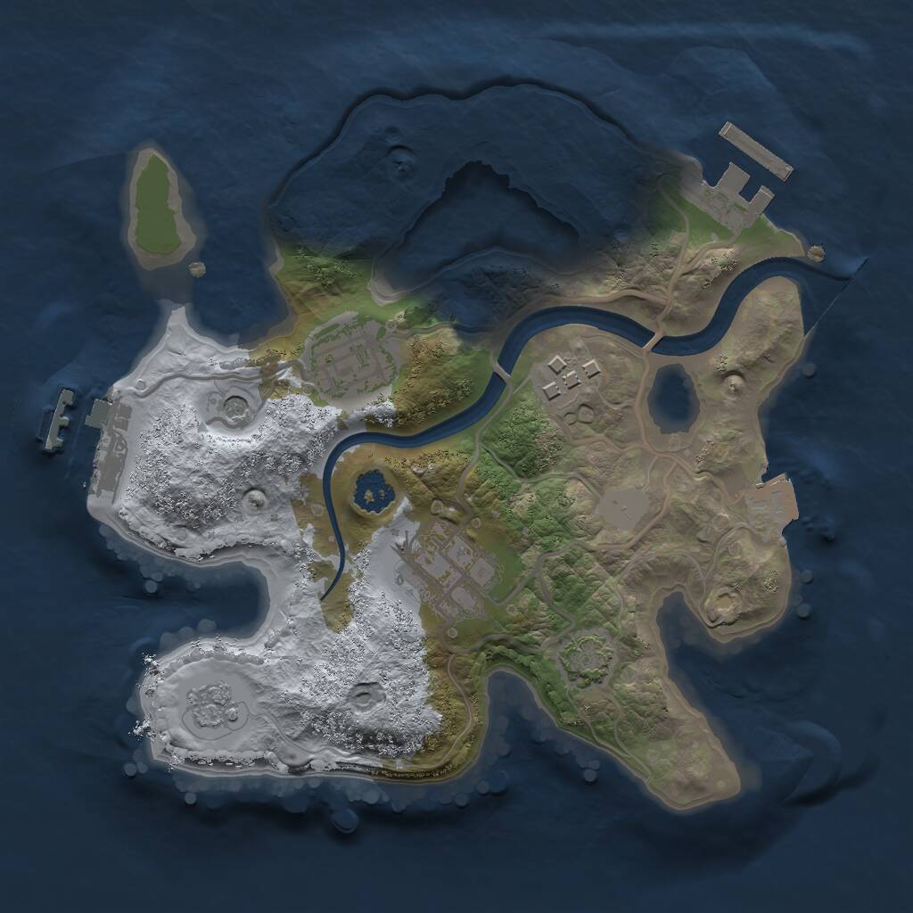 Rust Map: Procedural Map, Size: 2250, Seed: 1850775613, 9 Monuments