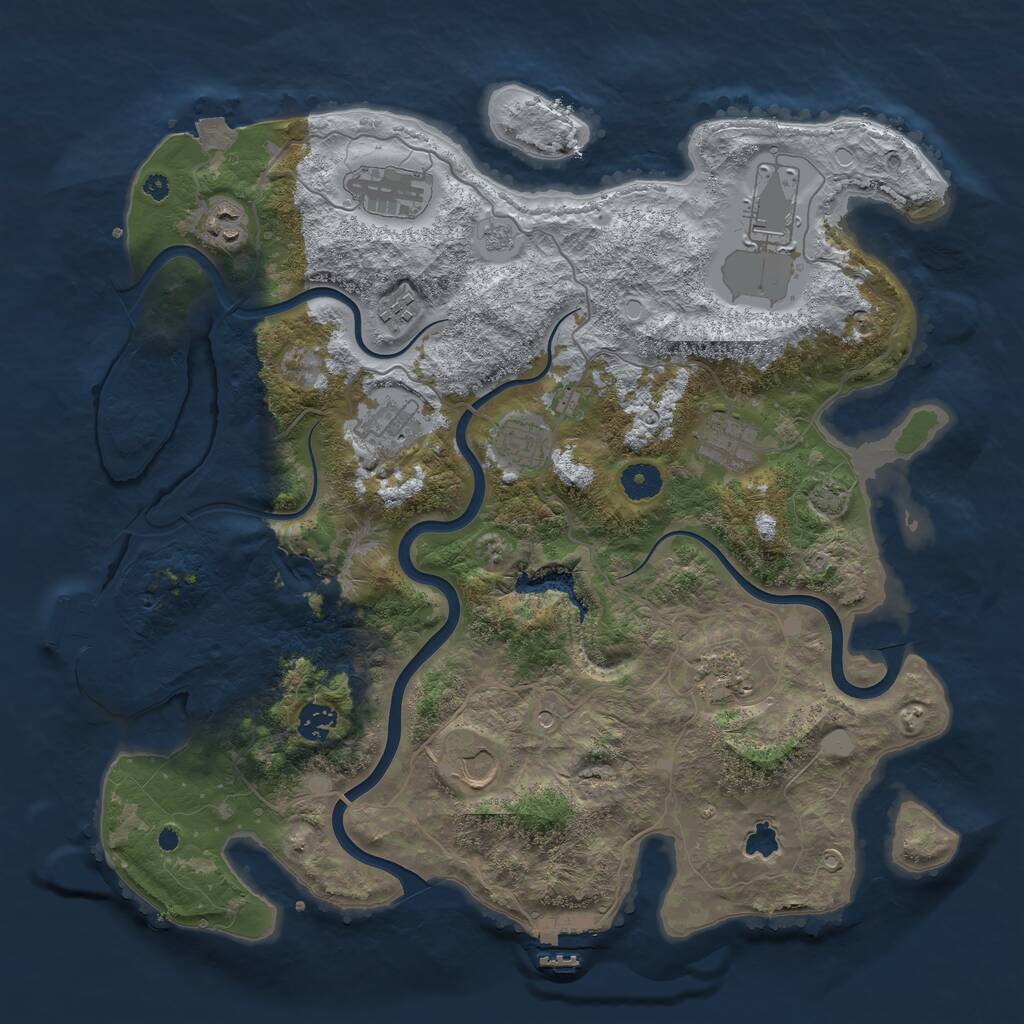 Rust Map: Procedural Map, Size: 4000, Seed: 7026026, 16 Monuments
