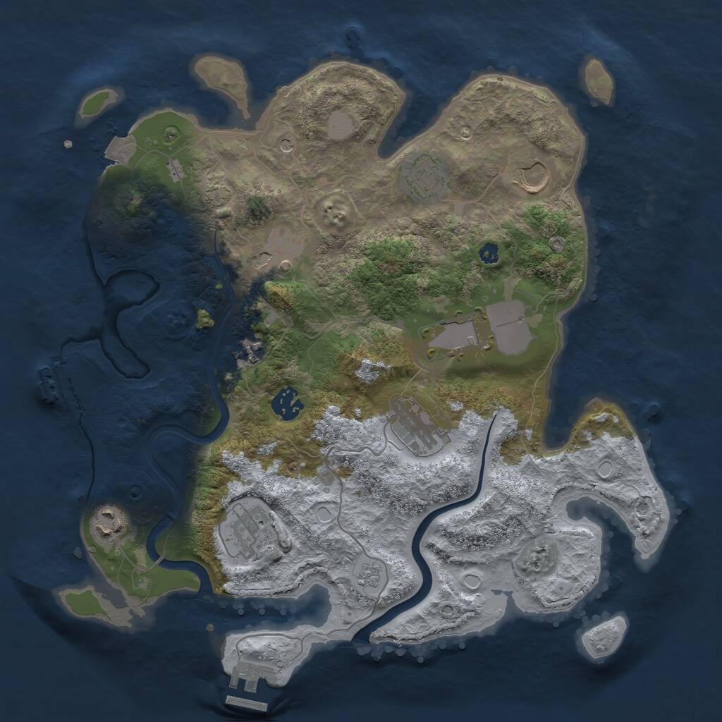 Rust Map: Procedural Map, Size: 3500, Seed: 409404716, 15 Monuments