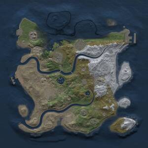 Thumbnail Rust Map: Procedural Map, Size: 3000, Seed: 1915723344, 12 Monuments