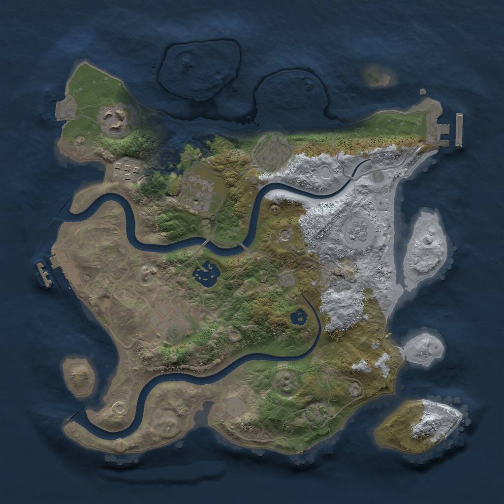 Rust Map: Procedural Map, Size: 3000, Seed: 1915723344, 12 Monuments