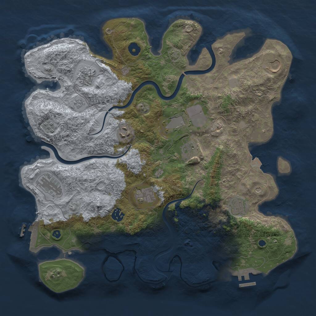 Rust Map: Procedural Map, Size: 3800, Seed: 942938690, 16 Monuments