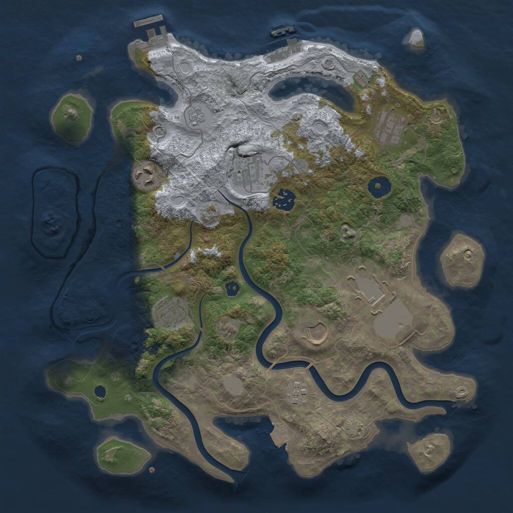 Rust Map: Procedural Map, Size: 3500, Seed: 2275131, 14 Monuments