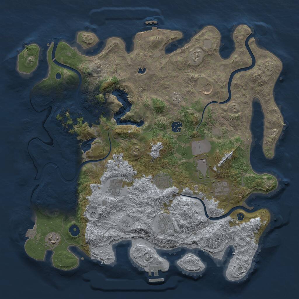 Rust Map: Procedural Map, Size: 4050, Seed: 625991182, 15 Monuments